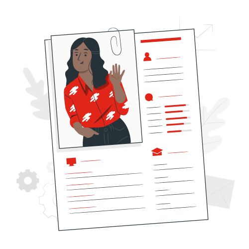 Professional Resume Writing Services visual showing a structured resume layout with a profile photo and key details.