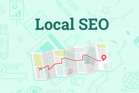 Illustration of Local SEO with a map and location marker showing digital marketing strategy